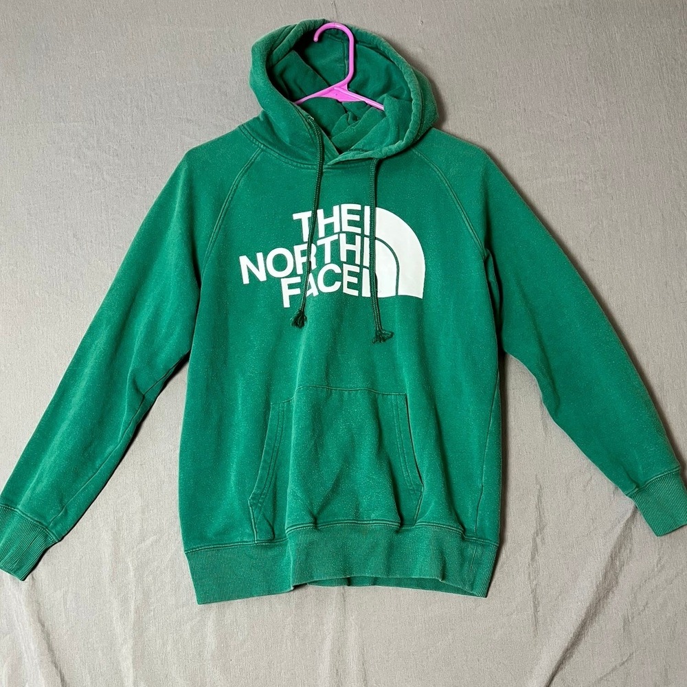 The North Face Hoodie Womens Small Pullover Green Logo EUC